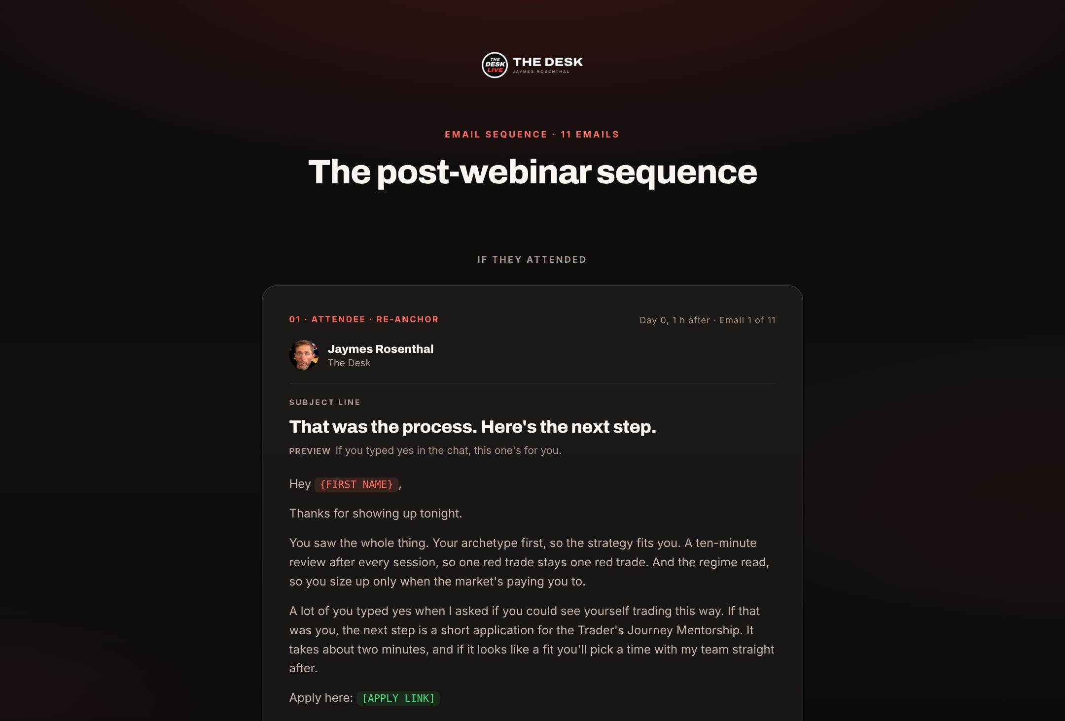 Post-webinar sequence preview