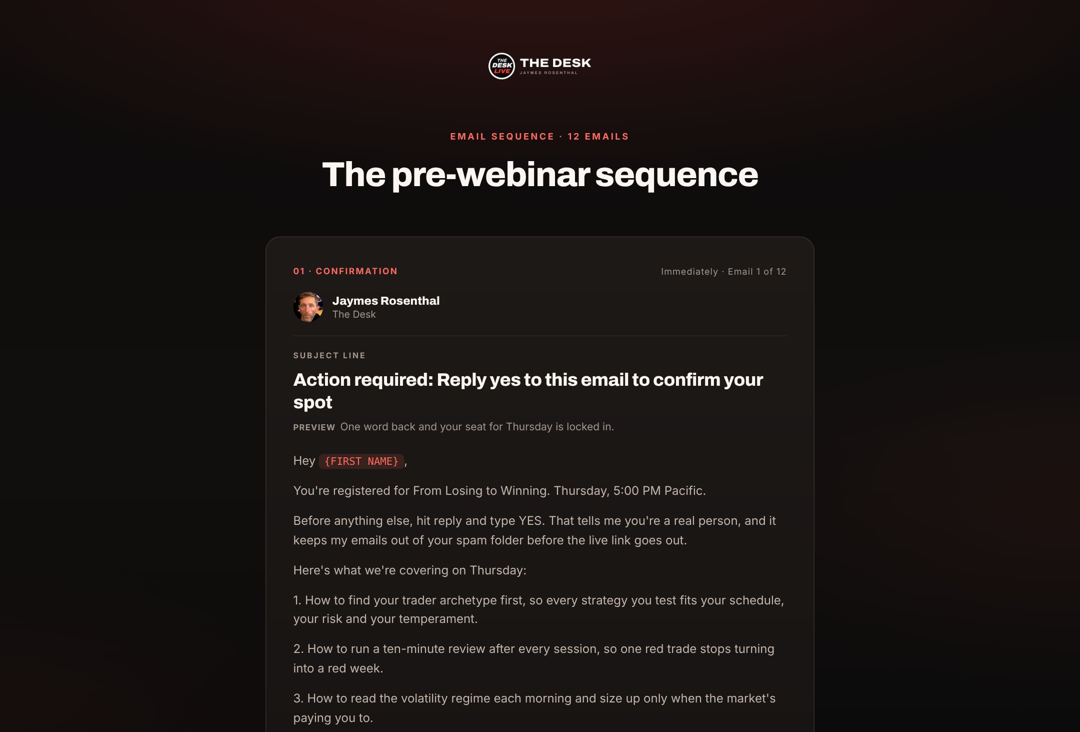 Pre-webinar sequence preview